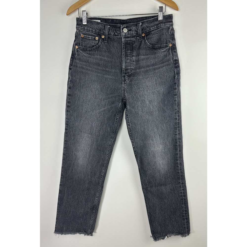 Gap Cheeky Straight High Rise Denim Jeans Button Fly Size 8 29 Washed Black - Picture 2 of 12